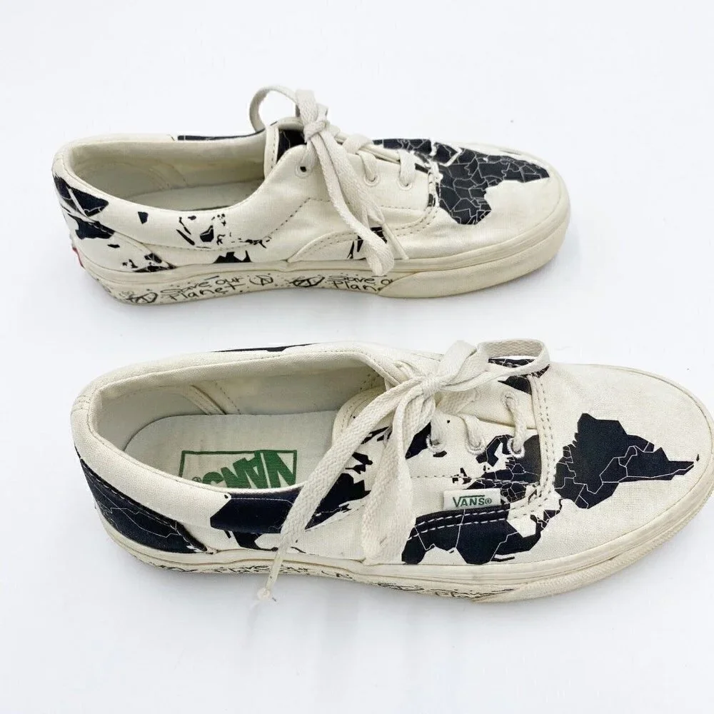 Vans Authentic Save The Planet Mens 5 Womens 6.5 Black/White